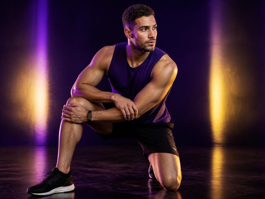 Fit young man stretching after an energized workout